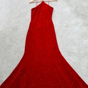 Red sparkling formal dress
